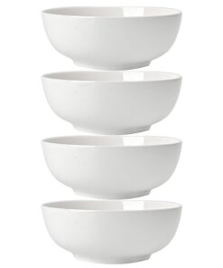 Keramische Müslishalen Set Groß 4 Teile 1,35L Weiß Spülmaschinenfest Mikrowellenfest Φ18cm Pasta & Suppe