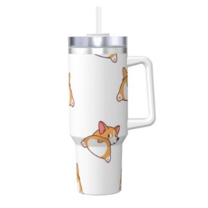 YWSOTRE Süßer Corgi-Hintern 40OZ Ice Bully Cup Edelstahlbecher Wasserflasche für Outdoor Aktivitäten mit Griff
