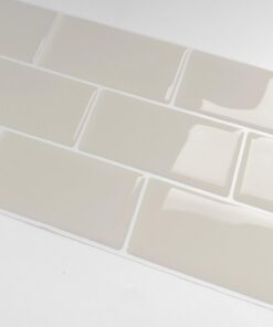 Alwayspon 3D-Vinyl-Wandfliesenaufkleber für Küche und Badezimmer - wasserdicht und leichtklebbar - Beige - 10 Bögen - Sp