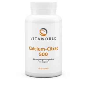 Vitaworld Calcium-Citrat 500 mg, 533 mg reines Calcium pro Tagesverzehrmenge, hohe Bioverfügbarkeit, Vegan, 120 Kapseln