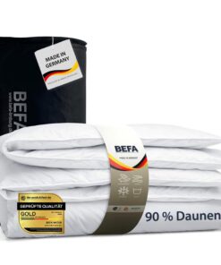 BEFA NATUR Daunendecke Ganzjahr 200x200 cm | 90% Daunen & 10% Federn | Tierwohl Zertifiziert (DOWNPASS) | Oeko-TEX Klass