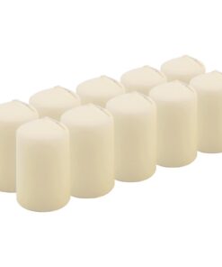 Hofer Stumpenkerzen Säulenkerzen - Lange Brenndauer ca. 17 Std., 10 Stück Set - Durchmesser 5 cm, Elfenbein Ivory, Tropf