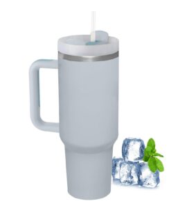 Thermostabile Thermobecher LOITTAINUE Grau 1180ml Kaffeebecher mit Deckel und Strohhalm (Grau) Isolierte Thermobecher