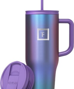 Isoliert Trinkbecher Kaffeebecher mit Strohhalm Deckel und Griff - 48 Stunden Kühlt - 1.2L Edelstahl Thermosflasche