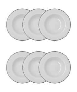 Bidasoa Glacial Filo Set für Porzellanliebhaber mit 6 tiefen Tellern, mikrowellengeeignet, kühlschrankgeeignet, stapelba