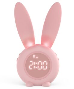 Homealexa Kinder Lichtwecker Cute Rabbit Snooze-Funktion, zeitgesteuertes Nachtlicht, Kindertagesgeschenk für Mädchen (P