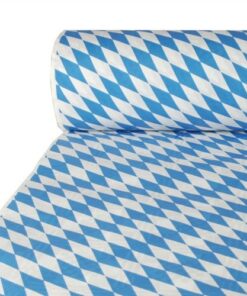 PAPSTAR Damastprägtes Papiertischtuch Bayrisch Blau - Tischdecke für Oktoberfest, 50 m x 1 m - Glanzvolle Glühwürmchen-S