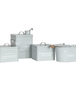 Harbour Housewares Vintage Industrie-Stil Metall Lagerkanister 4er Set Grau - Multifunktionale Küchenaufbewahrung