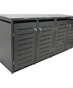 DEGAMO 4-er Mülltonnenbox Stahl verzinkt für Haus-an-Zeit-Anwendung, anthrazit Farbe, 120/240 LiterṢ