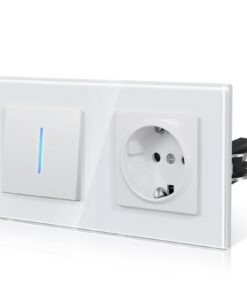 BSEED Neuer Lichtschalter E-Serie 1 Fach 1 Weg Weiß 157mm Mit Krallen Unterputz Schalter Hintergrundlicht Glas