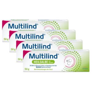 Multilind Wund- und Heilsalbe für entzündete Haut mit Zinkoxid und Nystatin – 4 x 50 g Salbe