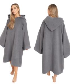 Brentfords Surf Poncho Saugfähiges Mikrofaser Schnell Trocknend für Surfen Strand - Groß Damen Anthrazit OEKO-TEX
