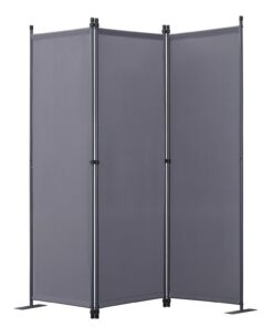 Angel Living | Sichtschutz Faltbildschirm Raumteiler (Grau) + Stahl und Polyester + Büro und Zuhause