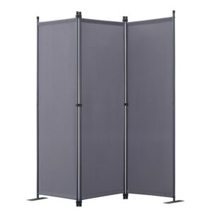 Angel Living | Sichtschutz Faltbildschirm Raumteiler (Grau) + Stahl und Polyester + Büro und Zuhause