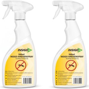 INSIGO Ameisen Abwehrspray 2x500ml - Effektiver Schutz für Haus & Garten - Sofortwirkung gegen Ameisen