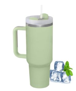 LOITTAINUE Thermobecher To Go Grün 1180ml Kaffeebecher Doppelwandiger Edelstahl Vakuum Isolierung mit Strohhalm und Deck