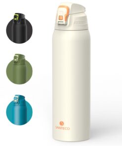 SANTECO Trinkflasche mit Leckage-Sicherheitssperre für Camping und Reisen, Thermosflasche Edelstahl 1,5l BPA-Frei, isoli