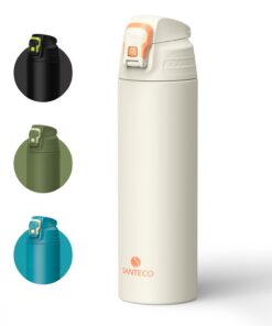 SANTECO Wasserflasche mit Leckage-Sicherheitssperre für Reisen und Camping BPA-Frei 1 Liter Grau SANTECO Thermosflasch