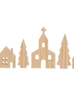 Spetebo Holz Dorf zum dekorieren - Weihnachts Stadt Häuser Set - Winter Deko Figur Aufsteller Tischdeko Spetebo Holz D