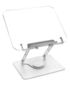 QWORK® Faltbarer Lesen Buchständer aus Acryl für Büro und Küche mit Höhen- und Drehbarer Basis, praktischer Buchhalter m