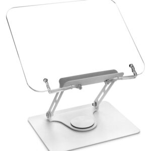 QWORK® Faltbarer Lesen Buchständer aus Acryl für Büro und Küche mit Höhen- und Drehbarer Basis, praktischer Buchhalter m