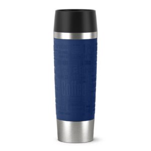 Emsa Travel Mug 500 ml Classic Grande hält 6h heiß, 12h kalt, blau, 360°-Trinköffnung, auslaufsicher, Easy Quick-Press-V