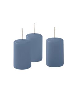 Cereria di Giorgio Risthò Kerzen Durchmesser 4 cm, Höhe 7 cm - Staubtöniges Blau - Packung mit 12 Stück