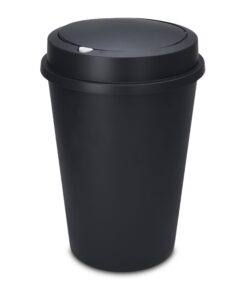Spetebo XL Kunststoff Abfalleimer - Runder Mülleimer mit abnehmbaren Deckel - 50 L - Sammeltonne für Haus- und Gartenmül