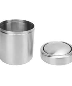 SIXRUN Mini Schreibtisch Mülleimer, 304 Edelstahl, ideal für das Heimbüro und Wohnraum, hygienischer Schwingdeckel, kle