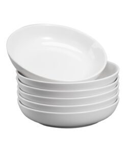 YHY Tiefe Teller 6er Set 880ml Porzellan für Pasta Suppe Salat 21.5cm Weiß