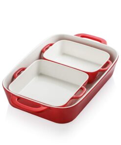 Sweejar Home Rotes Rechteckiges Keramik Geschirr Set für Küche und täglichen Gebrauch