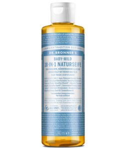 Dr. Bronners 18-IN-1 Organic Flüssigseife | Baby Mild ohne Duft | Mit Bio-Ölen Fair Trade | 120 ml