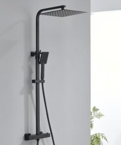 Auralum Schwarz Komplettset Thermostat Duschemeisterset Recycled Standard Blended