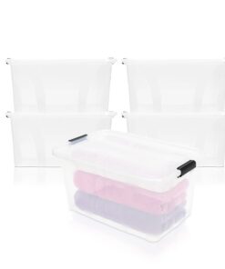 BigDean 4er Set Klarsichtbox mit Deckel Storage Boxes - Stapelbox Ordnungsbox - 14L + Clipverschluss - Klarsichtbox mit