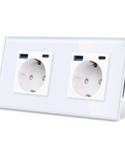 CNBINGO Glas Doppelsteckdose mit Schnellladenfunktion -Multifunktional - Hausbewohner -Giftsatz CNBINGO Glas Doppelsteck