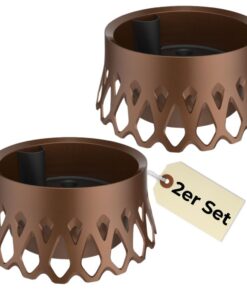 GarPet 2X Grabschale Selbstbewässerung Frostsicher Bronze Ø30 Friedhof | GarPet Friedhof Grab Vase Wasserüberlauf Bronz