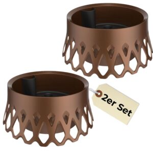 GarPet 2X Grabschale Selbstbewässerung Frostsicher Bronze Ø30 Friedhof | GarPet Friedhof Grab Vase Wasserüberlauf Bronz