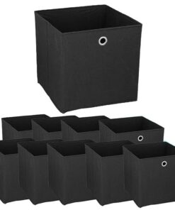 10er Set faltbarer Korb Boxen Schwarz für Büro - perfekt für Wohnung und Büro, 30x30x30 cm, faltbar, ideal zum Aufbewah
