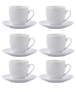 Quid New Renova Porzellan Tassen-Set 6er mit Untertassen 20 cl Mikrowellengeeignet Recycelbar