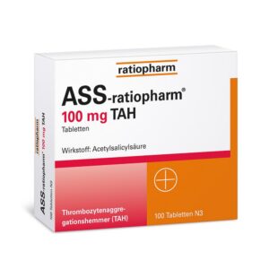 ASS-ratiopharm 100 mg TAH: Herzgesundheit - Blutverdünnung zur Prävention von Herzinfarkt und Schlaganfall, 100 Tablette