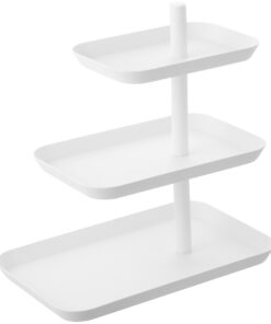 Yamazaki Tower 4280 3-stöckige Minimalistische Etagere weiß Stahl 24,7 x 15,7 x 25,7 cm