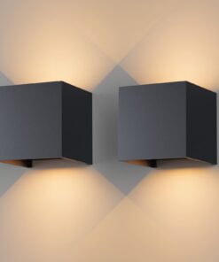 Klighten 2 Stück LED Wandleuchten für Wohnzimmer und Balkon mit 3000K Warmweiß Anthrazit