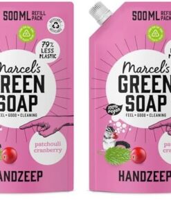 Marcel's Green Soap Handseife - Patchouli & Cranberry Flüssigel Nachfüllset - 100% Umweltfreundlich und Vegan - 97% biod