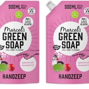 Marcel's Green Soap Handseife - Patchouli & Cranberry Flüssigel Nachfüllset - 100% Umweltfreundlich und Vegan - 97% biod
