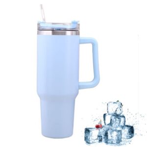 Edelstahl Strohhalm Becher, vacuum isolierter Reisebecher für Männer und Frauen (blau) Edelstahl doppelwandiger Strohh