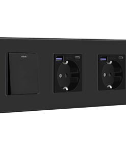 BSEED Lichtschalter mit Steckdose Schwarz Doppelfach Schuko USB C