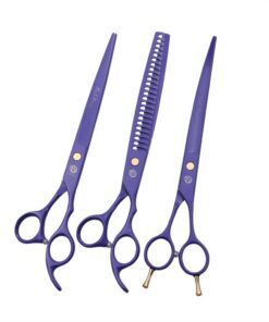 Professionelles Purple Dragon Haarschneiderset für Hunde, gebogene Schere und Chunker, inkl. Tasche, 20,3 cm