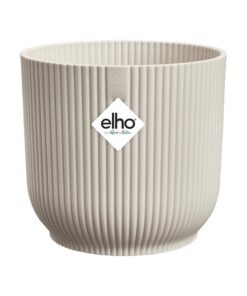 ELHO Vibes Fold Rund Mini 9 Pflanzentopf - Blumentopf für Innen - 100% recyceltes Plastik - Ø 9.3 x H 8.8 cm - Weiß/Lein