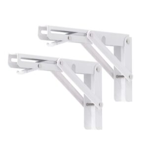 YUMORE robuste faltbare Regalhalterung, maximale Traglast 136 kg, für Werkbank DIY, weiss, 2 Stueck