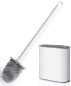 AiQInu Silikon-Toilettenbürste Tiefenreiniger mit flexiblen Borsten & Global Recycled Standard rutschfester Langgriff Wa